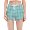 Blue White And Red Tattersall Print Women's Split Running Shorts