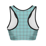 Blue White And Red Tattersall Print Women's Sports Bra