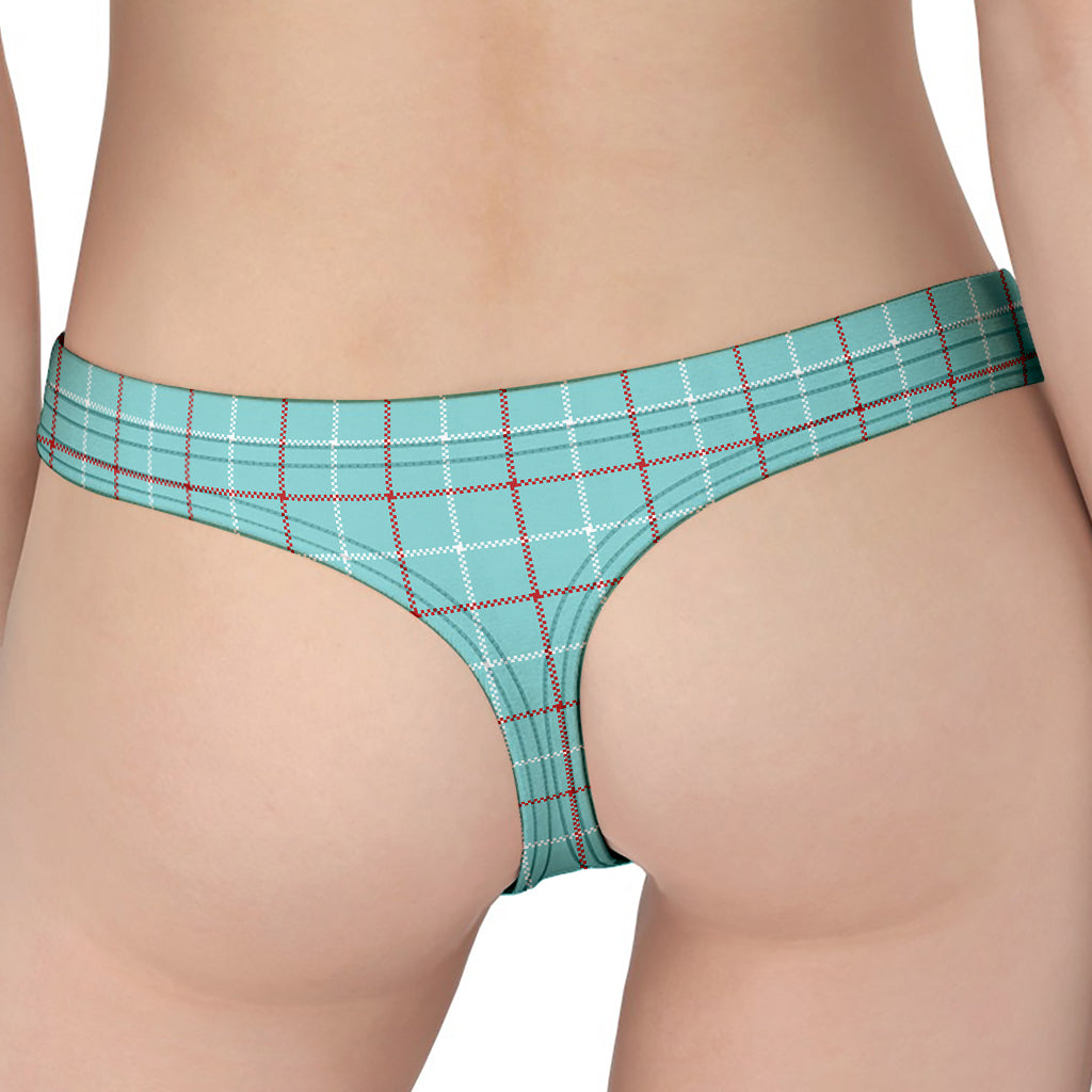 Blue White And Red Tattersall Print Women's Thong