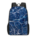 Blue White Marble Print 17 Inch Backpack