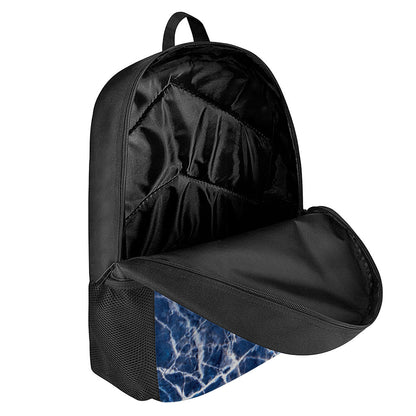 Blue White Marble Print 17 Inch Backpack