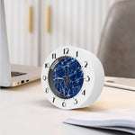 Blue White Marble Print Alarm Clock