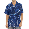 Blue White Marble Print Aloha Shirt
