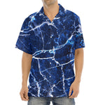 Blue White Marble Print Aloha Shirt