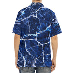 Blue White Marble Print Aloha Shirt