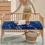 Blue White Marble Print Baby Crib Sheet