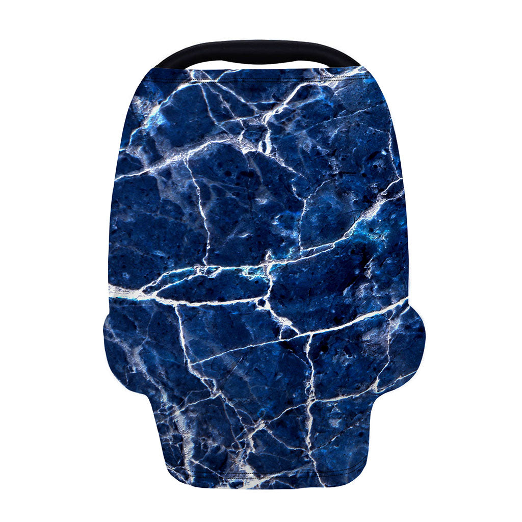 Blue White Marble Print Baby Seat Cover