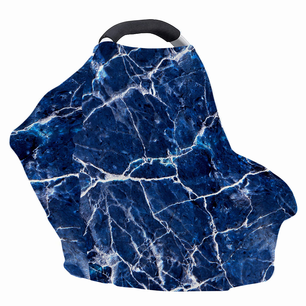 Blue White Marble Print Baby Seat Cover