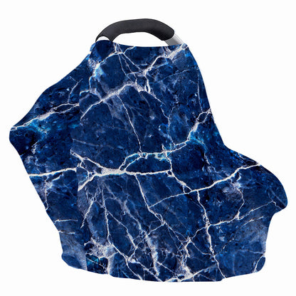 Blue White Marble Print Baby Seat Cover