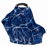 Blue White Marble Print Baby Seat Cover