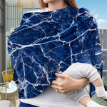 Blue White Marble Print Baby Seat Cover