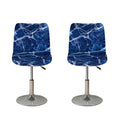 Blue White Marble Print Bar Stool Covers