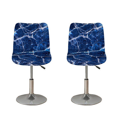 Blue White Marble Print Bar Stool Covers