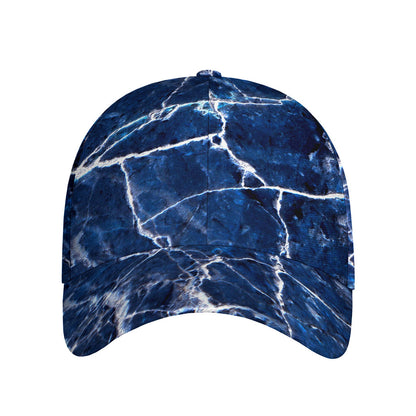 Blue White Marble Print Baseball Cap