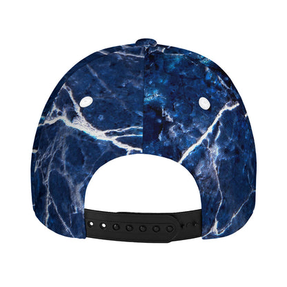 Blue White Marble Print Baseball Cap