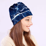 Blue White Marble Print Beanie