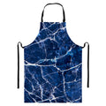 Blue White Marble Print Bib Apron With Pocket