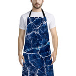 Blue White Marble Print Bib Apron With Pocket