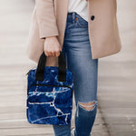 Blue White Marble Print Bible Tote Bag