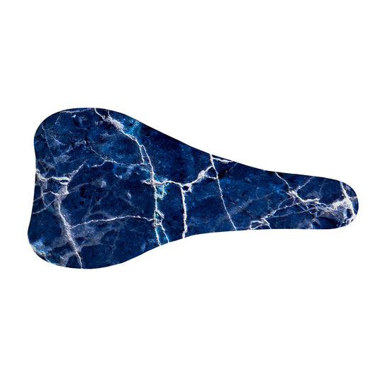 Blue White Marble Print Bicycle Seat Cover