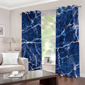 Blue White Marble Print Dimout Grommet Curtains