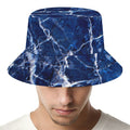 Blue White Marble Print Bucket Hat