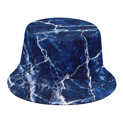 Blue White Marble Print Bucket Hat