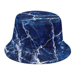 Blue White Marble Print Bucket Hat