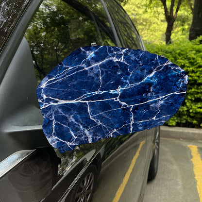 Blue White Marble Print Car Side Mirror Covers