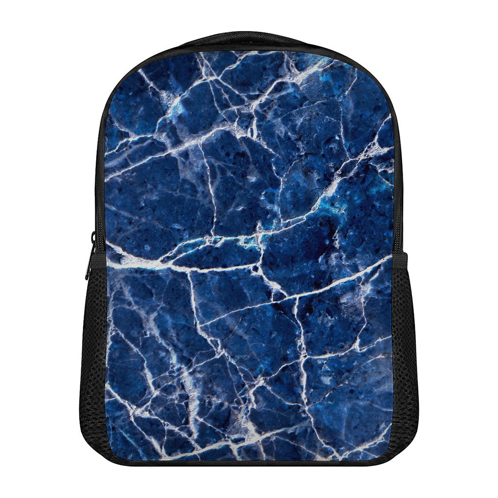 Blue White Marble Print Casual Backpack