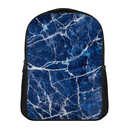 Blue White Marble Print Casual Backpack
