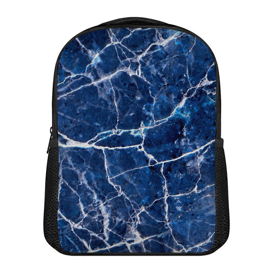 Blue White Marble Print Casual Backpack