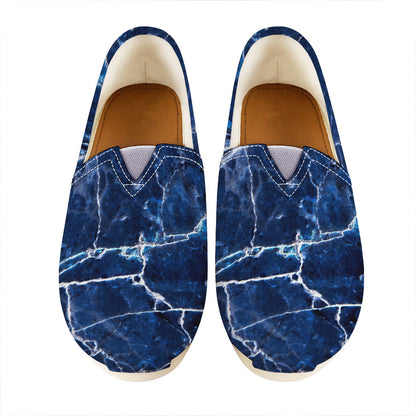 Blue White Marble Print Casual Shoes