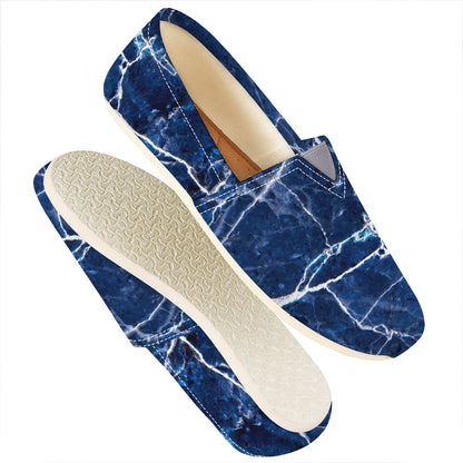 Blue White Marble Print Casual Shoes