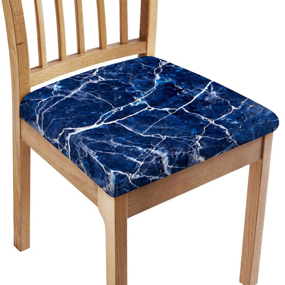 Blue White Marble Print Chair Cushion Cover