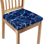 Blue White Marble Print Chair Cushion Cover