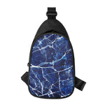 Blue White Marble Print Chest Bag
