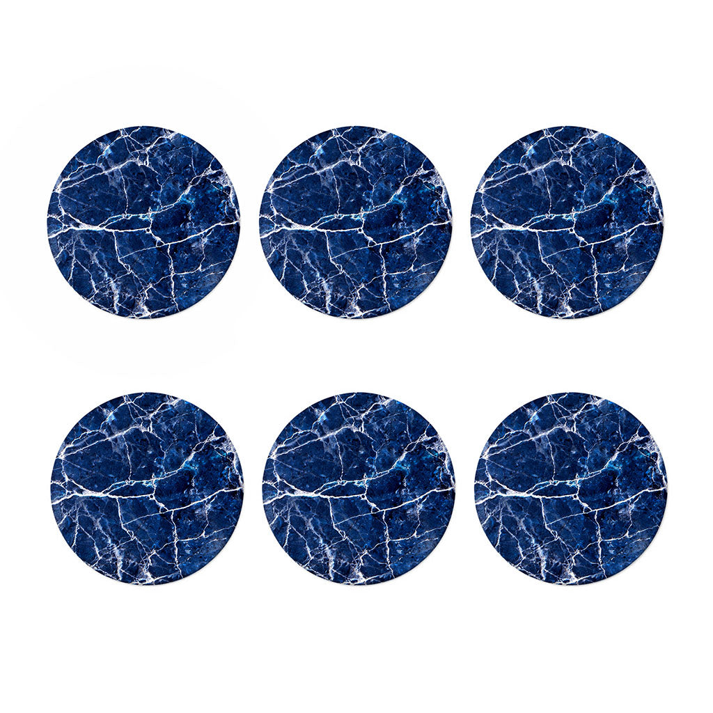 Blue White Marble Print Coaster Set
