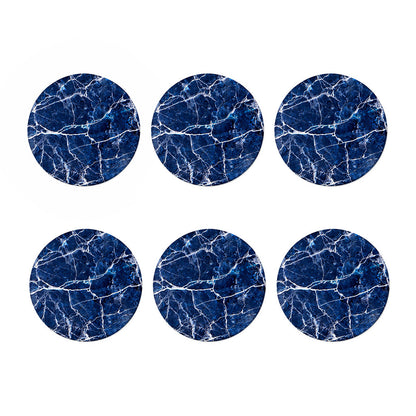 Blue White Marble Print Coaster Set
