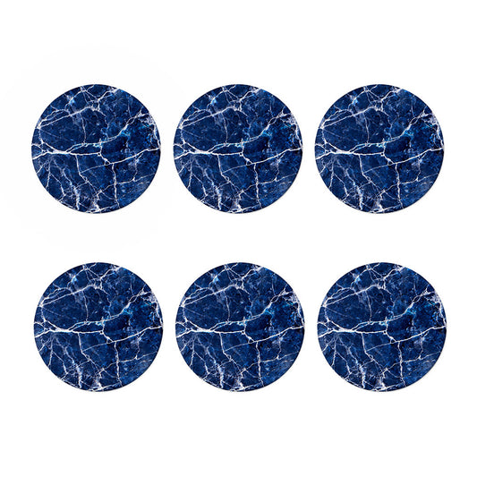 Blue White Marble Print Coaster Set
