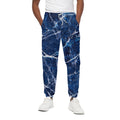 Blue White Marble Print Cotton Sweatpants
