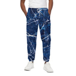 Blue White Marble Print Cotton Pants