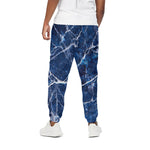 Blue White Marble Print Cotton Pants