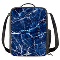 Blue White Marble Print Crossbody Lunch Bag