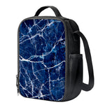 Blue White Marble Print Crossbody Lunch Bag