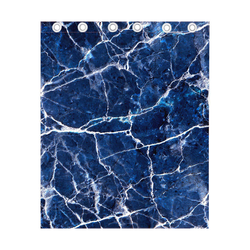 Blue White Marble Print Curtain