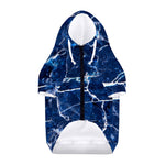 Blue White Marble Print Dog Zip Up Hoodie