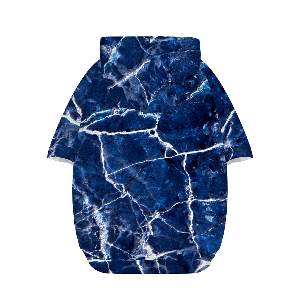 Blue White Marble Print Dog Zip Up Hoodie