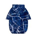 Blue White Marble Print Dog Zip Up Hoodie