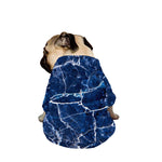 Blue White Marble Print Dog Zip Up Jacket